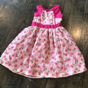 NWOT babyMe 4T (Large) Retro Hot Pink Bodice & A-line Floral Skirt Dress